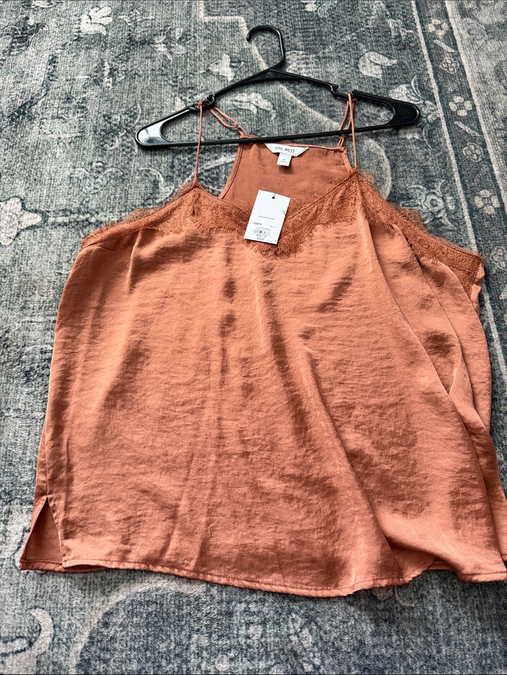 Vince Camuto Burnt Orange Satin Lace-Trim Cami